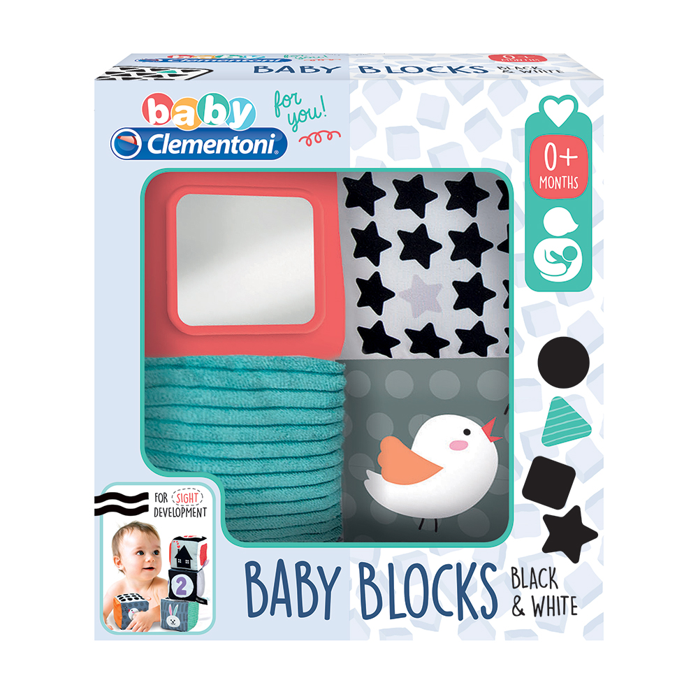 Baby Clementoni For You Βρεφικό Παιχνίδι Μαλακοί Κύβοι Λευκό Και Μαύρο Για 0+ Μηνών - Image 4