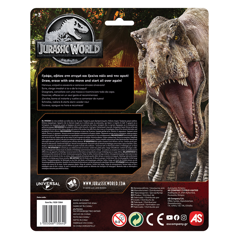 AS Πίνακας Γράψε - Σβήσε Travel Jurassic World Για 3+ Χρονών - Image 4