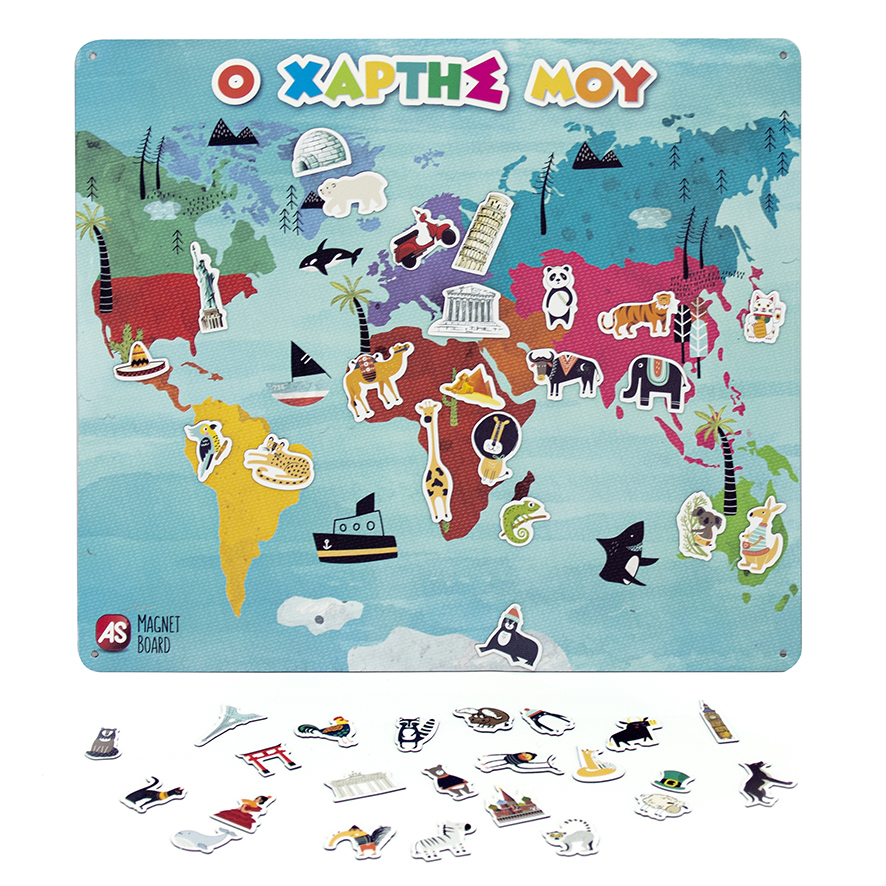 AS Magnet Box Παγκόσμιος Χάρτης 45 Εκπαιδευτικοί Χάρτινοι Μαγνήτες Για 3+ Χρονών - Image 3