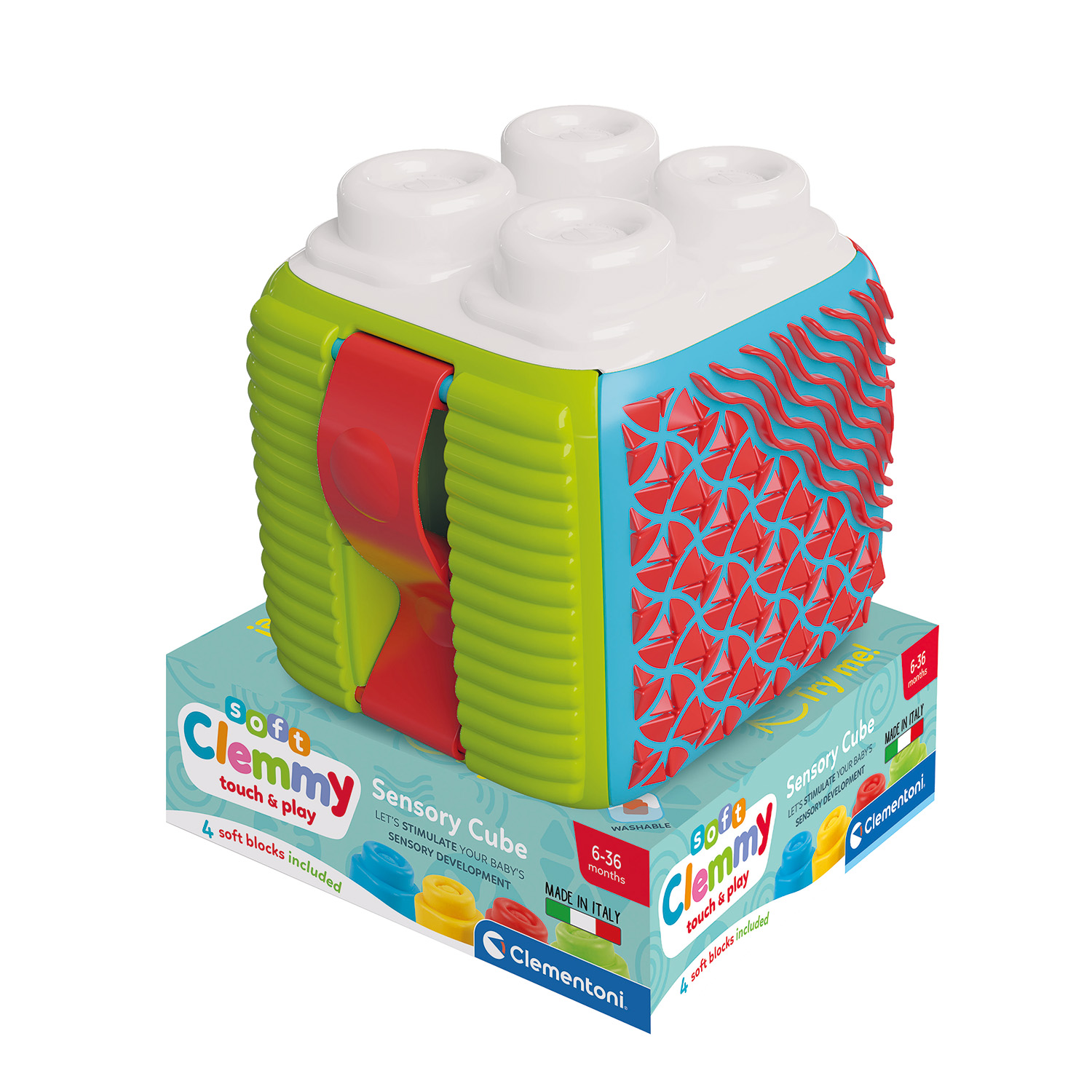Soft Clemmy Αισθητηριακός Κύβος Δραστηριοτήτων Με 4 Μαλακά Premium Τουβλάκια Για 6-36 Μηνών - Image 5