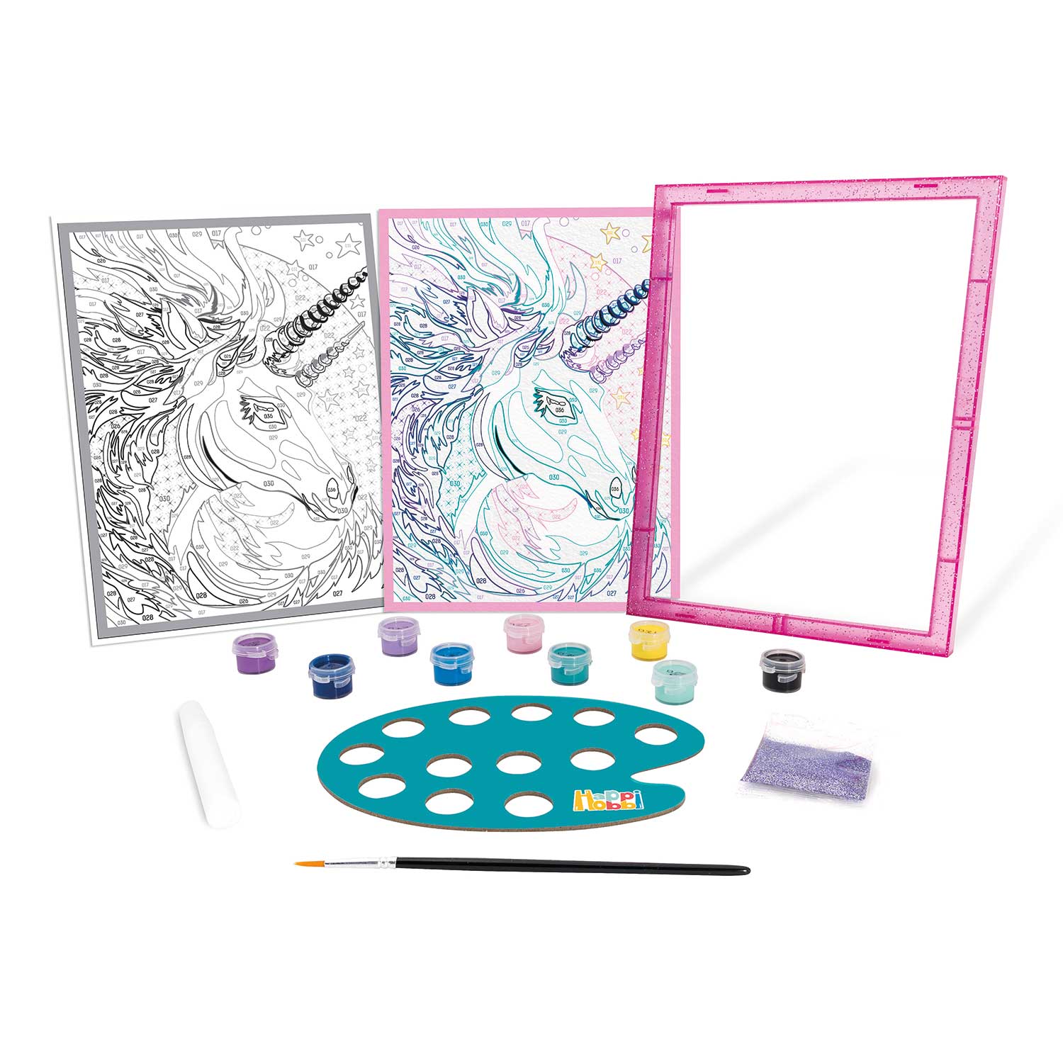 HappiHobbi Paint & Frame Paint by Numbers Fairytale Unicorn Για Ηλικίες 8+ Χρονών - Image 2