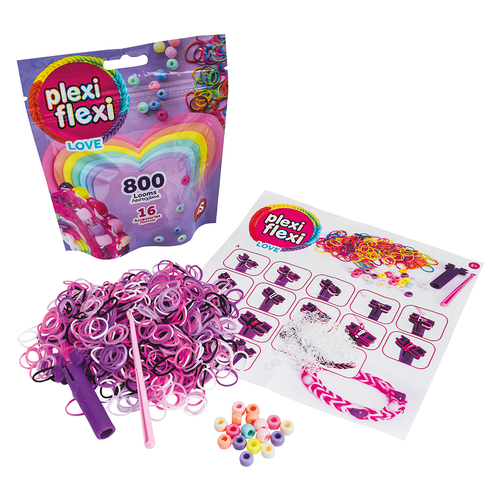 AS Plexi Flexi Love Σακουλάκι Με 800 Λαστιχάκια & 16 Αξεσουάρ Για Ηλικίες 5+ Χρονών - Image 3