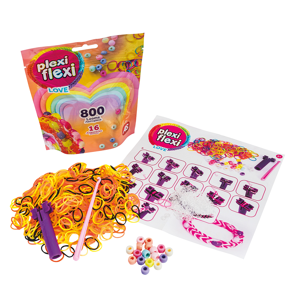 AS Plexi Flexi Love Σακουλάκι Με 800 Λαστιχάκια & 16 Αξεσουάρ Για Ηλικίες 5+ Χρονών - Image 2
