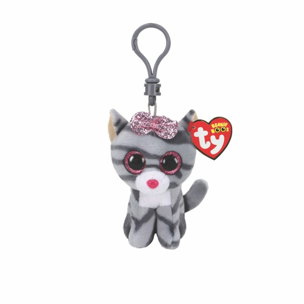 TY Beanie Boos Kiki Χνουδωτό Μπρελόκ Γατούλα Γκρι 8.5εκ