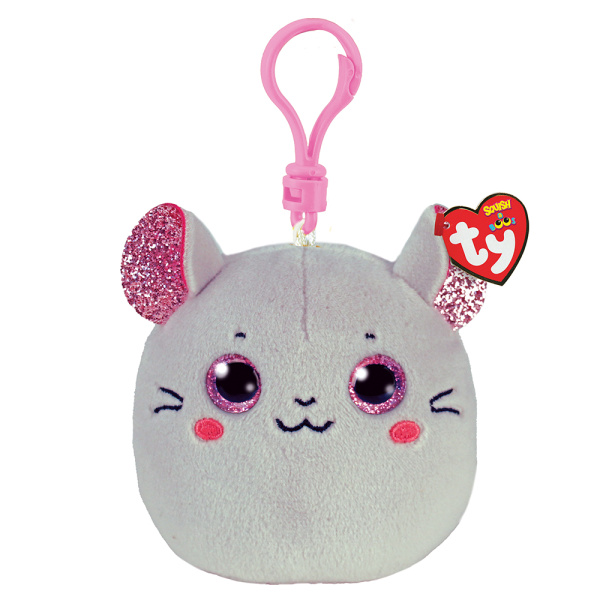 TY Squishy Beanies Catnip Χνουδωτό Μπρελόκ Ποντικάκι Γκρι