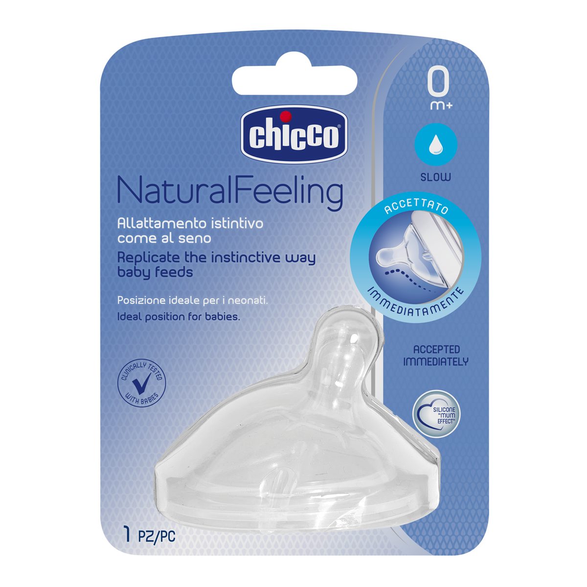 Chicco Θηλή από Σιλικόνη Natural Feeling Κανονικής Ροής Για 0+ Μηνών - Image 2