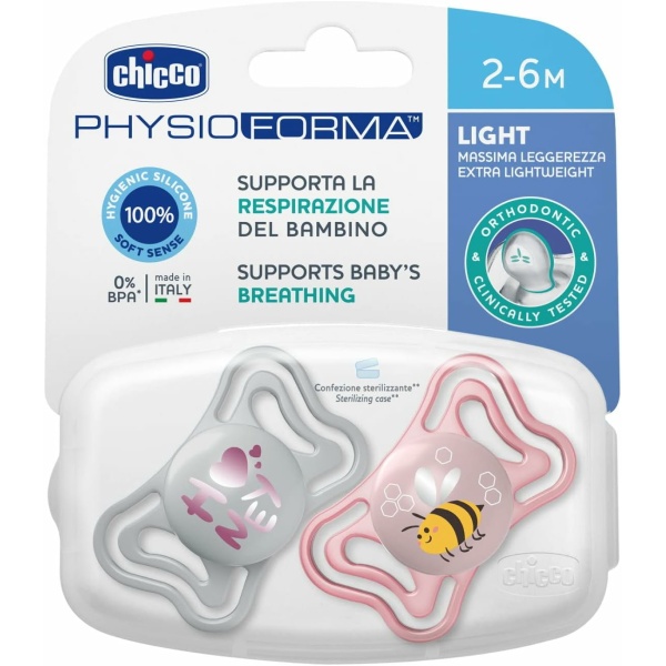 Alternative view of Chicco Πιπίλες Light PhysioForma Ροζ Για 2-6 Μηνών 2τμχ
