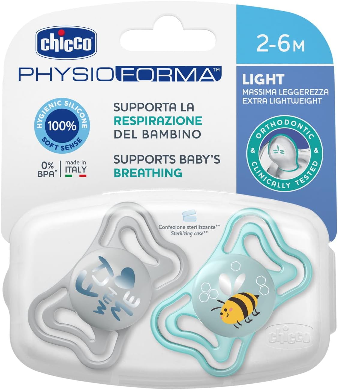 Chicco Πιπίλες Light PhysioForma Σιέλ Για 2-6 Μηνών 2τμχ - Image 2