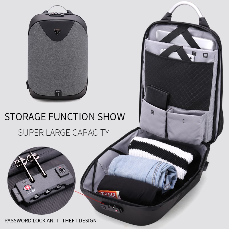 ARCTIC HUNTER τσάντα πλάτης B00208 με θήκη laptop 15.6", λουκέτο TSA, 24L, γκρι - Image 2