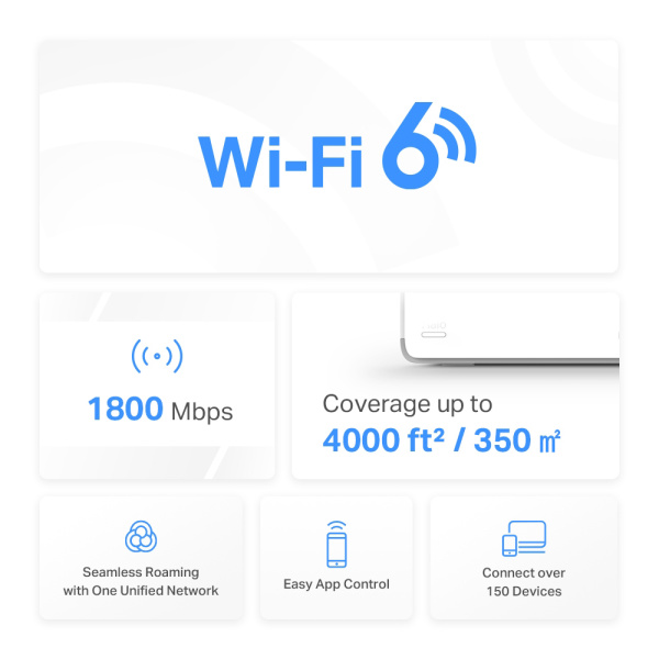Alternative view of MERCUSYS Mesh Wi-Fi 6 System Halo H70X, 1.8Gbps Dual Band, 2τμχ, Ver 1.0