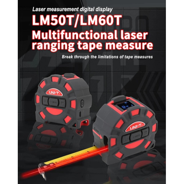Alternative view of UNI-T ψηφιακό μέτρο laser LM60T, έως 60m, m/ft/in, με μετροταινία 5m