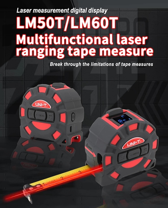 UNI-T ψηφιακό μέτρο laser LM60T, έως 60m, m/ft/in, με μετροταινία 5m - Image 2