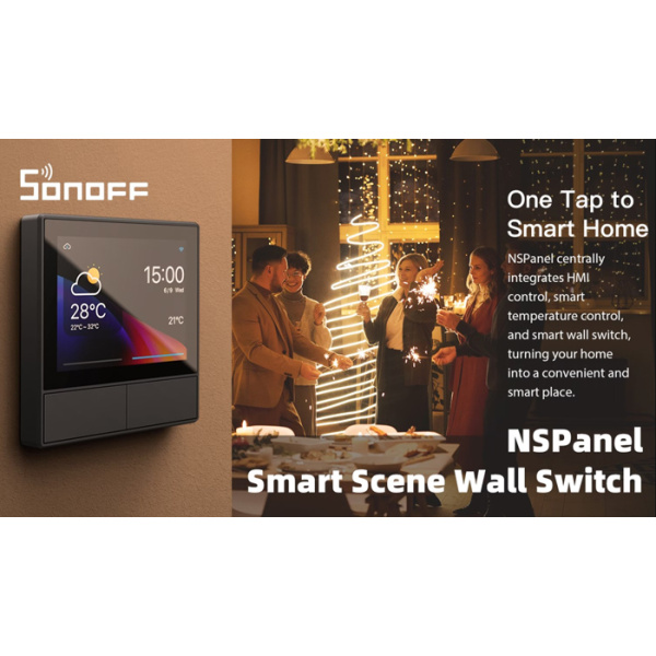 Alternative view of SONOFF smart panel ελέγχου NSPanel με οθόνη αφής, 2-gang, Wi-Fi, λευκό