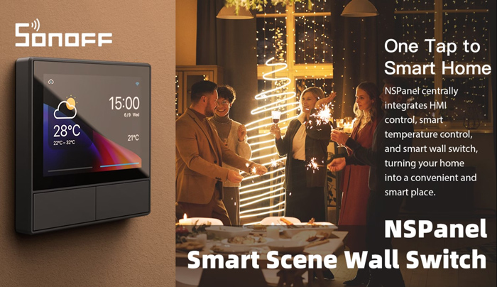 SONOFF smart panel ελέγχου NSPanel με οθόνη αφής, 2-gang, Wi-Fi, λευκό - Image 2