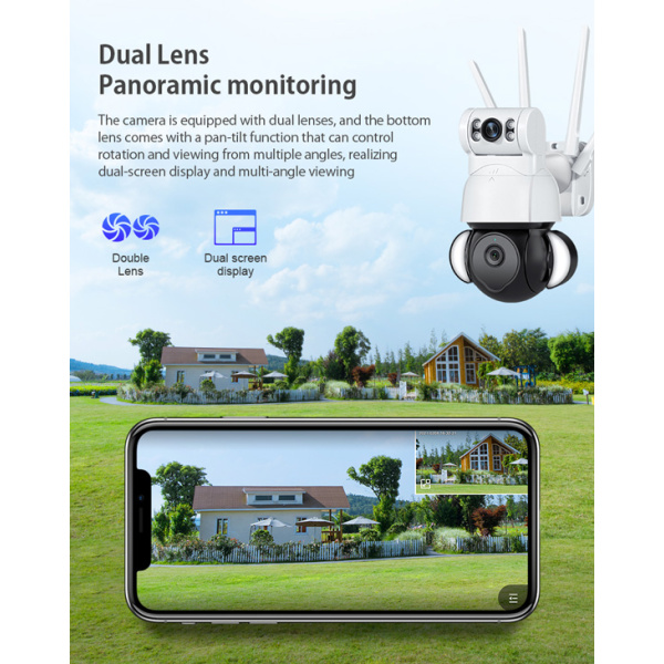 Alternative view of SECTEC smart κάμερα ST-428-4M-DL με προβολείς, dual lens, 4MP, Onvif PTZ