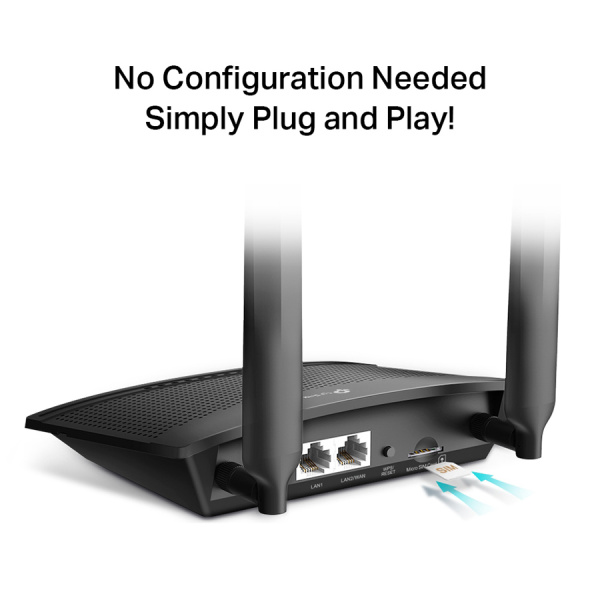 Alternative view of TP-LINK Wireless N Router TL-MR100, 4G LTE, Wi-Fi 300Mbps, Ver. 1.2