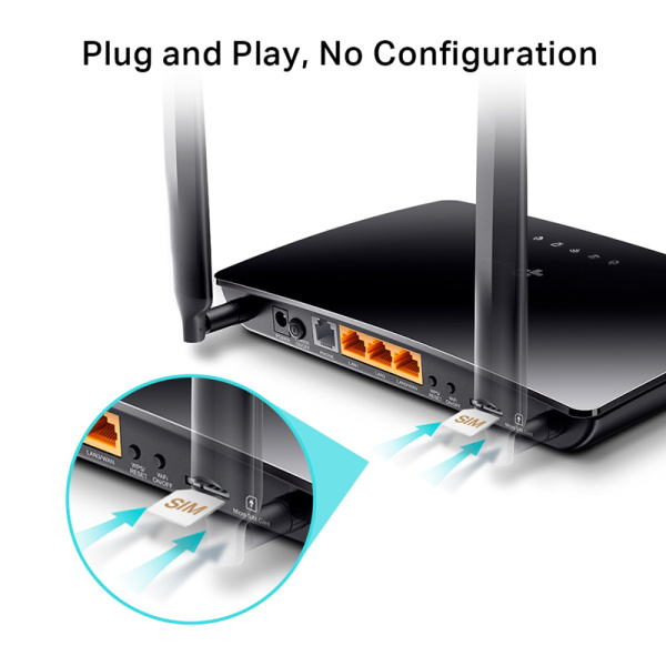Alternative view of TP-LINK Wireless N Telephony Router TL-MR6500V, 4G LTE, 300Mbps, V. 1.20