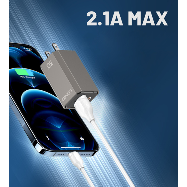 Alternative view of LDNIO καλώδιο USB-C σε USB LS371, 2.1A, 1m, λευκό
