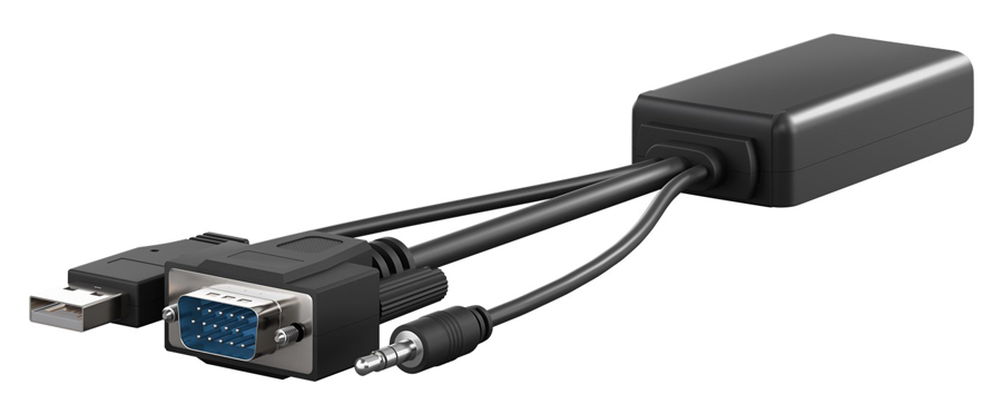 GOOBAY αντάπτορας VGA σε HDMI 61259, 3.5mm Jack, 1080p/60Hz, μαύρος - Image 2