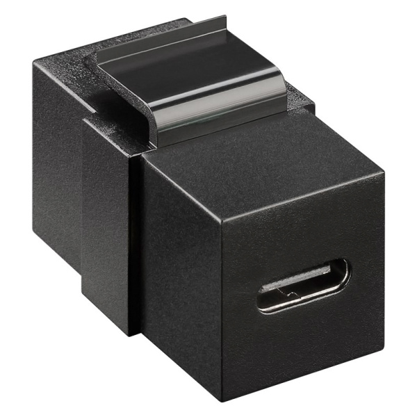 Alternative view of GOOBAY keystone module USB-C 3.2 Gen 2 61261, θηλυκό σε θηλυκό, μαύρο
