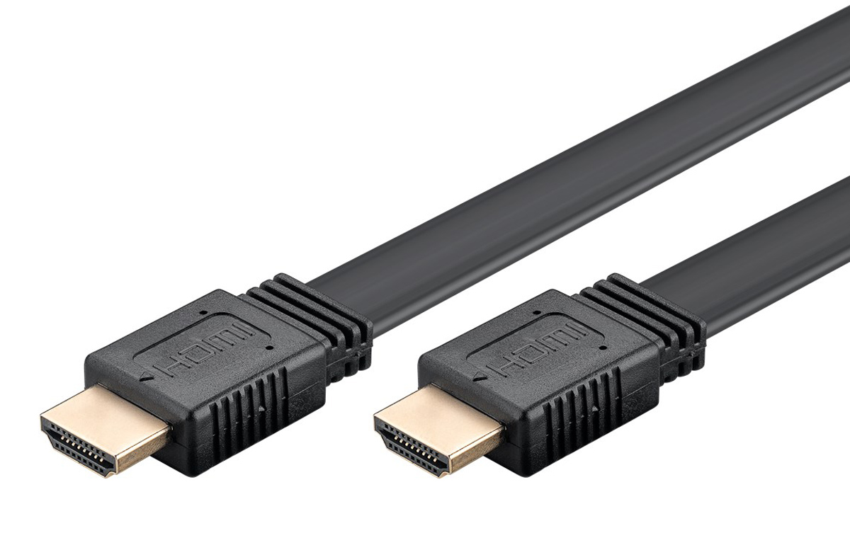 GOOBAY καλώδιο HDMI 2.0 61280, Ethernet flat, 4K/60Hz 18 Gbps, 3m, μαύρο