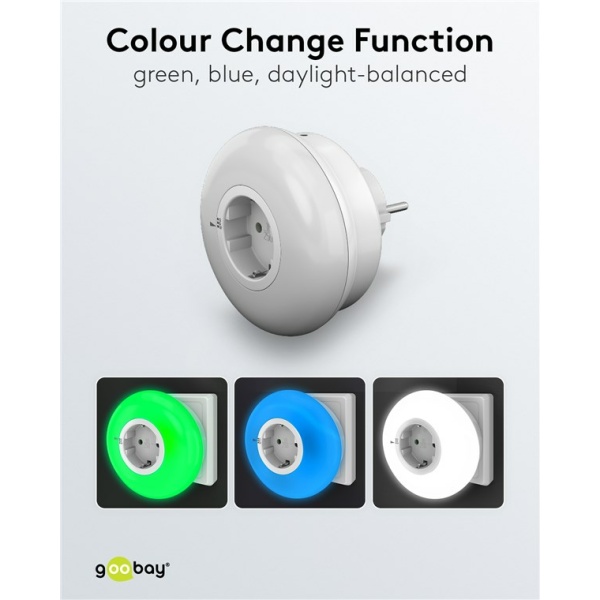 Alternative view of GOOBAY LED φωτιστικό νυκτός 64567, πρίζα schuko, 3 χρώματα φωτός, 6500K