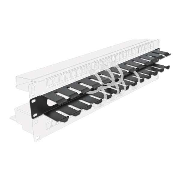 Alternative view of DELOCK cable management 66550 για rack 19"/1U, μεταλλικό, μαύρο