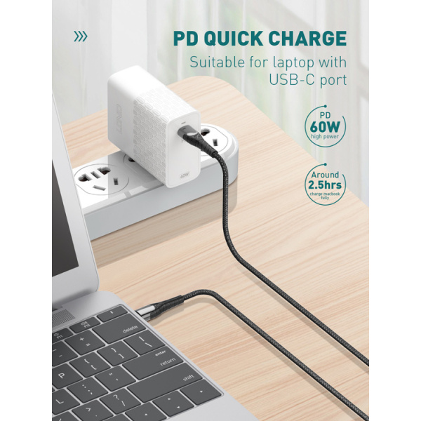 Alternative view of LDNIO καλώδιο USB-C σε USB-C LC101, 65W PD, 1m, γκρι