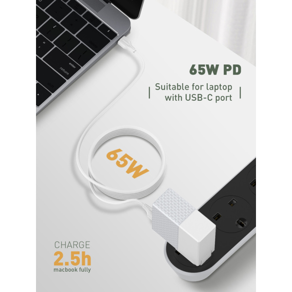 Alternative view of LDNIO καλώδιο USB-C σε USB-C LC121C, 65W PD, 1m, λευκό