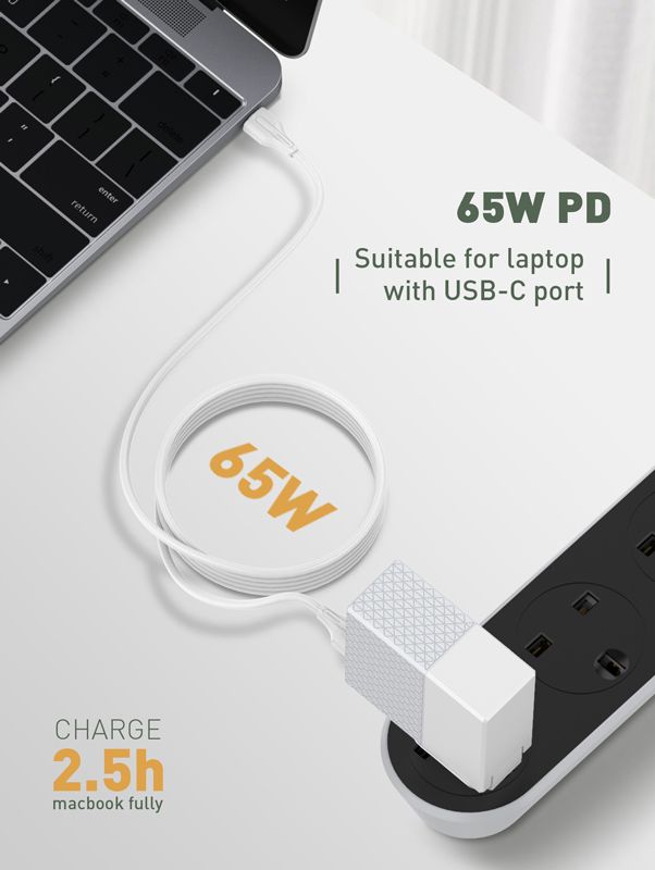 LDNIO καλώδιο USB-C σε USB-C LC121C, 65W PD, 1m, λευκό - Image 2