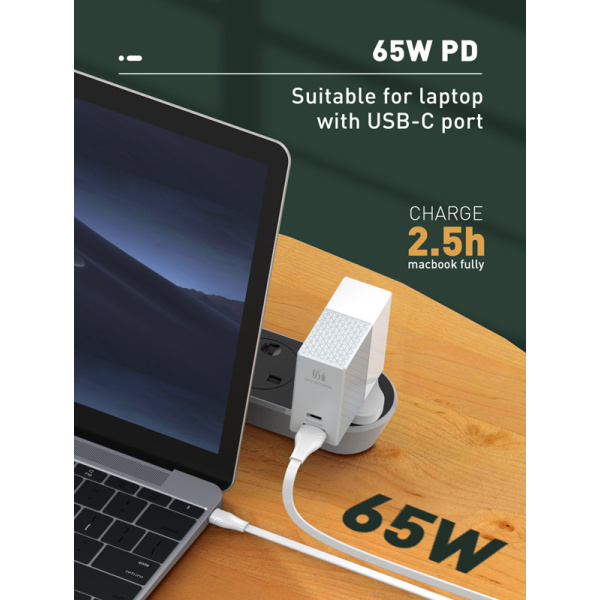 Alternative view of LDNIO καλώδιο USB-C σε USB-C LC131C, 65W PD, 1m, λευκό