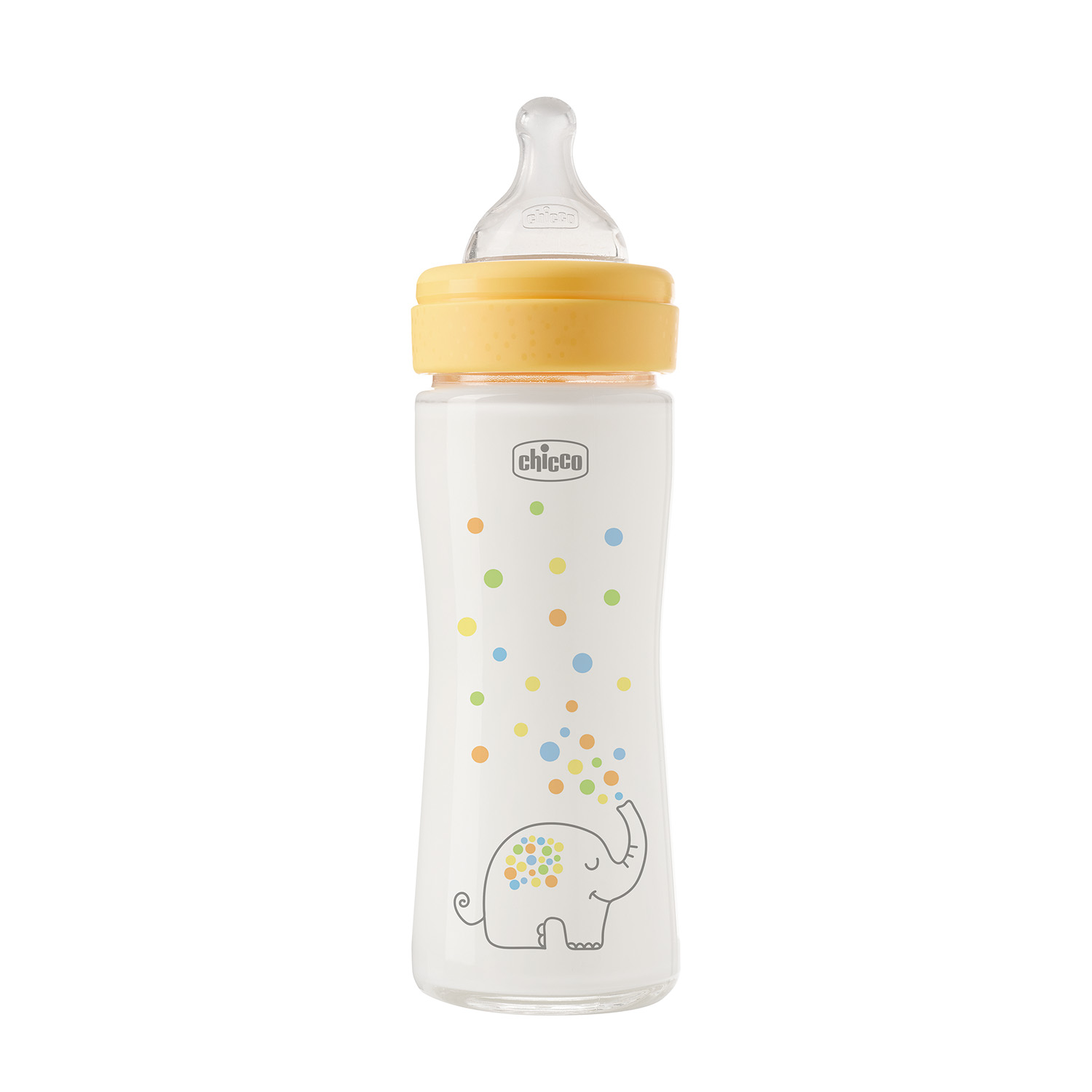 Chicco Γυάλινο Μπιμπερό Perfect Easy Κατά των Κολικών Ελεφαντάκι 240ml Για 0+ Μηνών