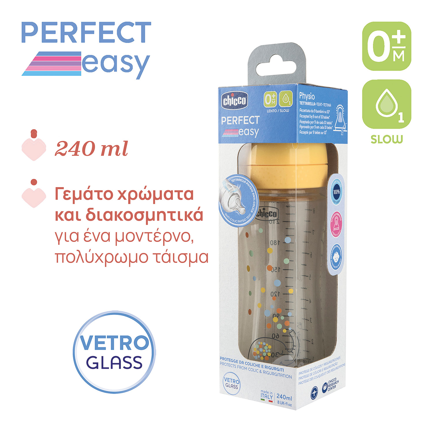 Chicco Γυάλινο Μπιμπερό Perfect Easy Κατά των Κολικών Ελεφαντάκι 240ml Για 0+ Μηνών - Image 5
