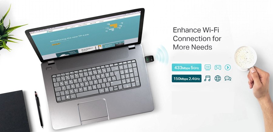 TP-LINK ασύρματος USB αντάπτορας δικτύου Archer T2U, 600Mbps, Ver. 3.0 - Image 5
