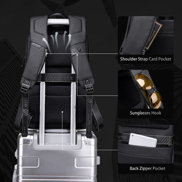 Alternative view of ARCTIC HUNTER τσάντα πλάτης B00443 με θήκη laptop 15.6, USB, 19L, μαύρη
