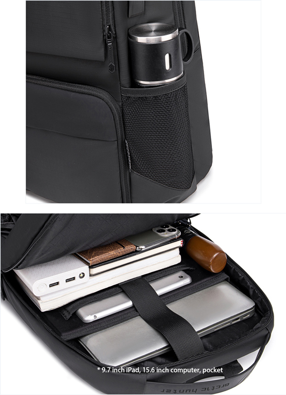 ARCTIC HUNTER τσάντα πλάτης B00532 με θήκη laptop 15.6", USB, 28L, μαύρη - Image 2