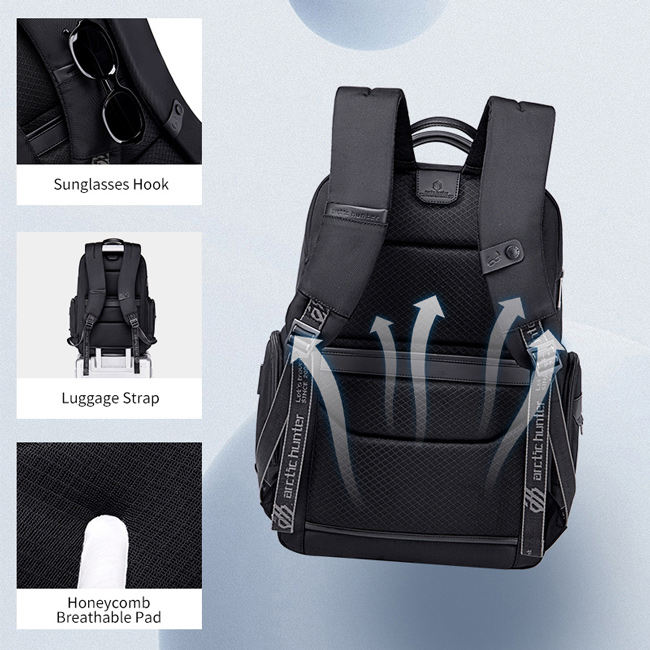 ARCTIC HUNTER τσάντα πλάτης B00544 με θήκη laptop 17", 40L, USB, μαύρη - Image 4