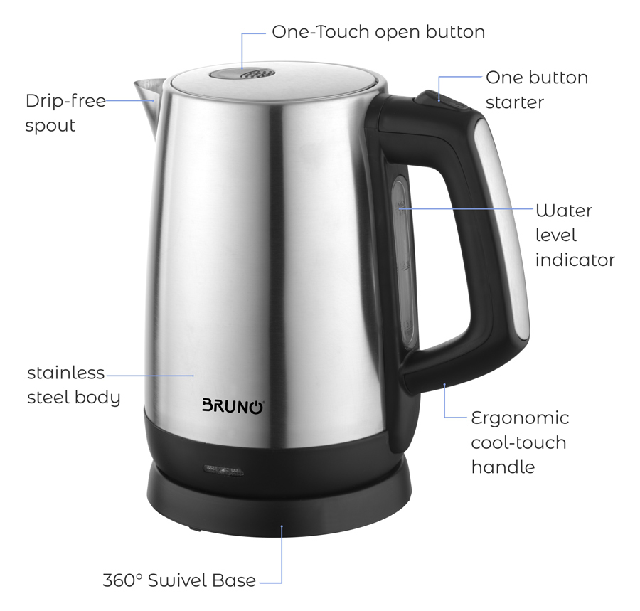 BRUNO ηλεκτρικός βραστήρας BRN-0030, 2200W, 1.7lt, βάση 360° - Image 4