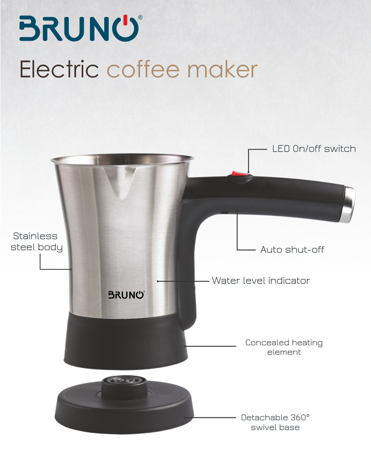 BRUNO ηλεκτρικό μπρίκι BRN-0042, 800W, 300ml, STRIX technology - Image 3