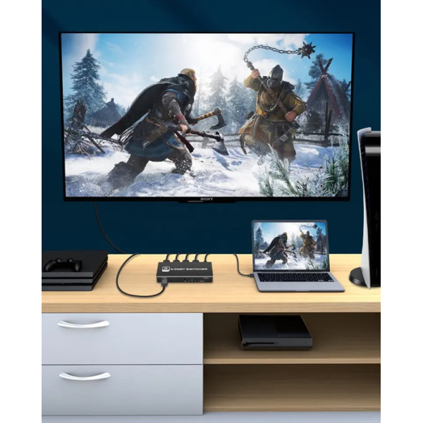 Alternative view of HDMI switch CAB-H149 με τηλεχειριστήριο, 4 σε 1, 8K/60Hz, μαύρο