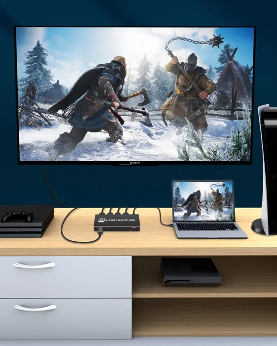 HDMI switch CAB-H149 με τηλεχειριστήριο, 4 σε 1, 8K/60Hz, μαύρο - Image 2