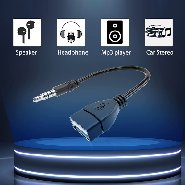 Alternative view of POWERTECH καλώδιο 3.5mm σε USB 2.0 female CAB-J055, 0.5m, μαύρο