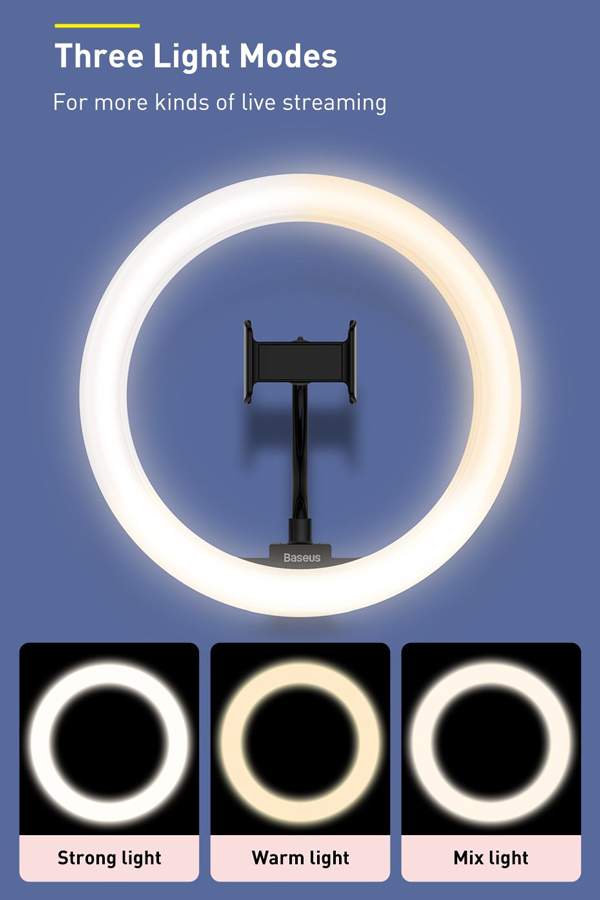 BASEUS φωτιστικό δαχτυλίδι LED CRZB12-B01, 12", χωρίς τρίποδα, μαύρο - Image 2