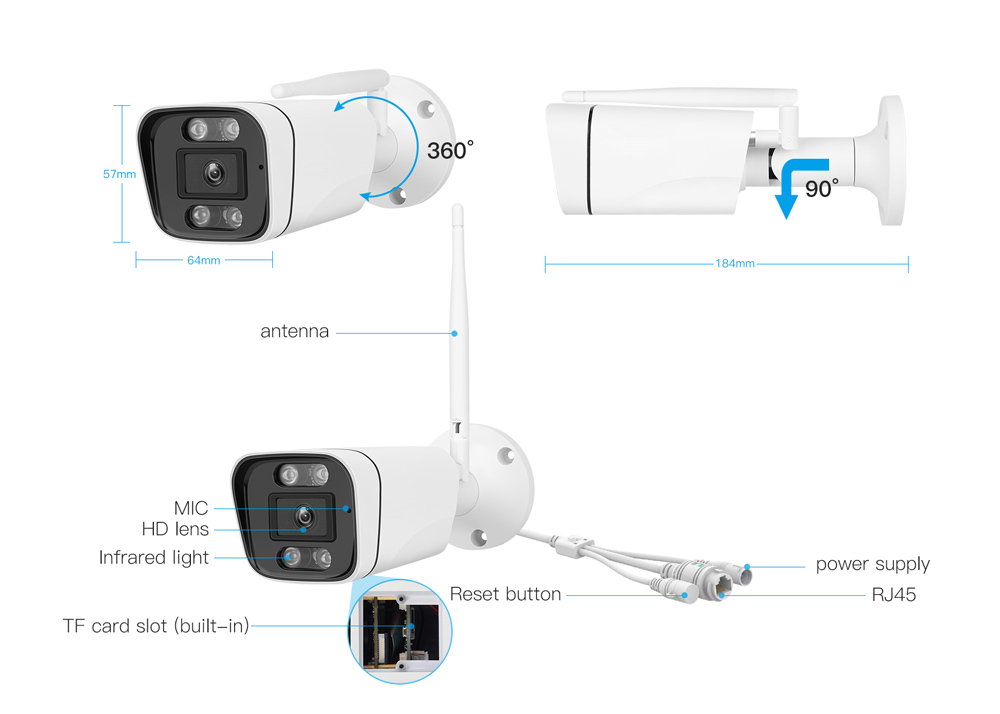 VSTARCAM smart IP κάμερα CS58, IP66, 3MP, WiFi, ανίχνευση καπνού - Image 5