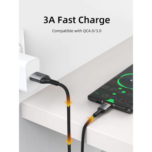 Alternative view of CABLETIME καλώδιο USB-C σε USB CT-AMCMG1, 3A, 5Gbps, 0.5m, μαύρο