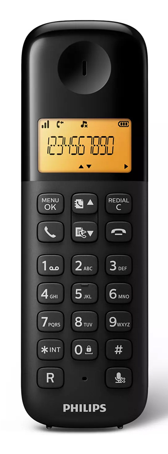PHILIPS ασύρματο τηλέφωνο D1601B/34, με ελληνικό μενού, μαύρο - Image 2
