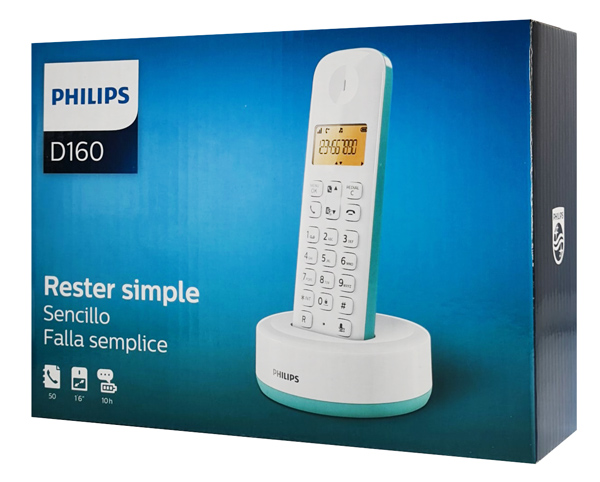 PHILIPS ασύρματο τηλέφωνο D1601T-34, με ελληνικό μενού, λευκό-πράσινο - Image 3