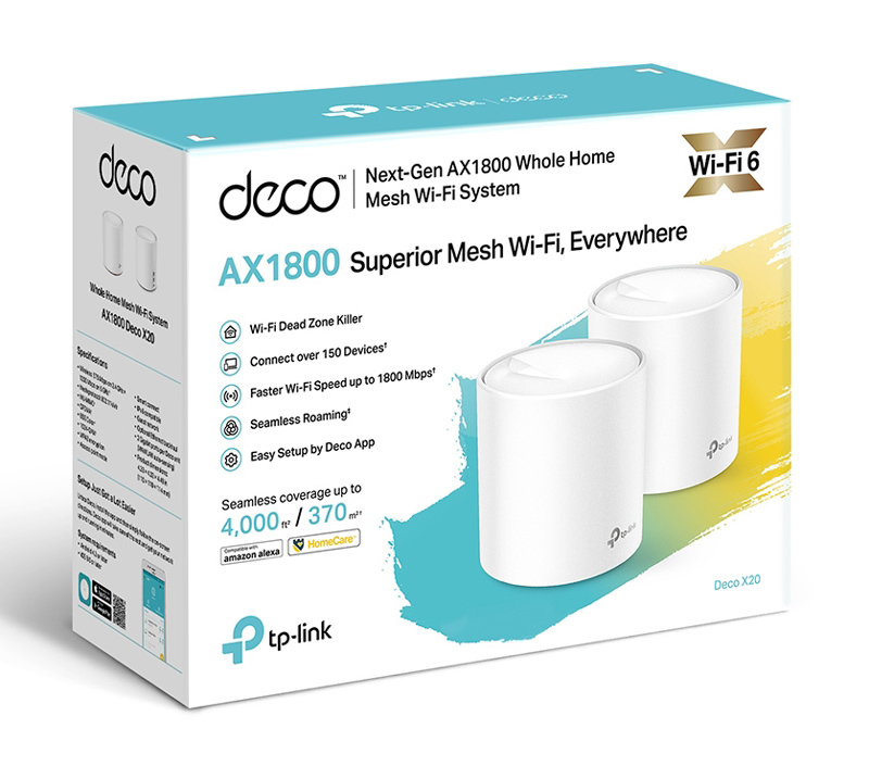 TP-LINK Mesh WiFi 6 access point Deco X20, AX1800 Dual Band, 2τμχ, V.2.0 - Image 4