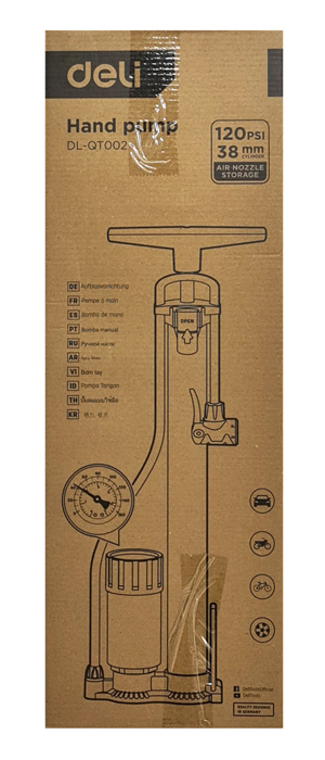 DELI τρόμπα χειρός DL-QT002 με μανόμετρο, 120PSI, μαύρη - Image 4