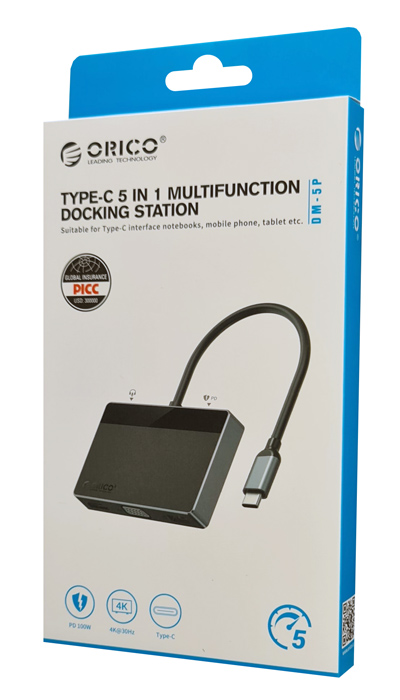 ORICO docking station DM-5P, 5 θυρών, USB-C σύνδεση, 100W PD, 4K, μαύρο - Image 4